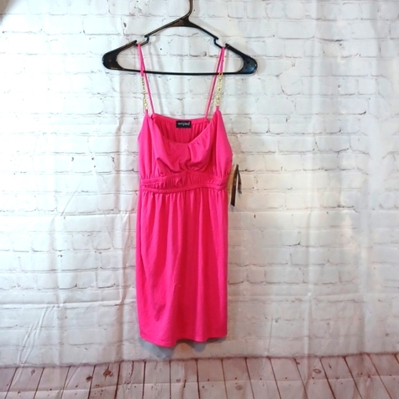 Womans Tempted Baby Doll Pink Spagetti Straps With Golden Chain Straps S  NWT - Picture 1 of 6